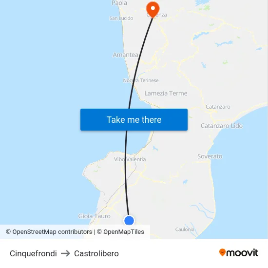 Cinquefrondi to Castrolibero map