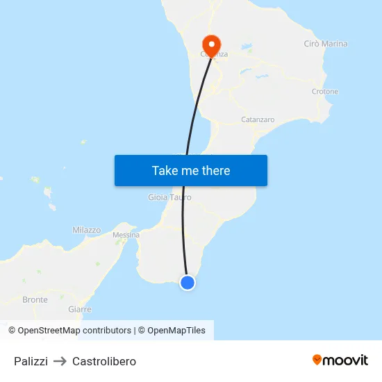 Palizzi to Castrolibero map