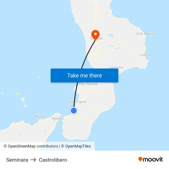 Seminara to Castrolibero map