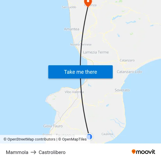 Mammola to Castrolibero map