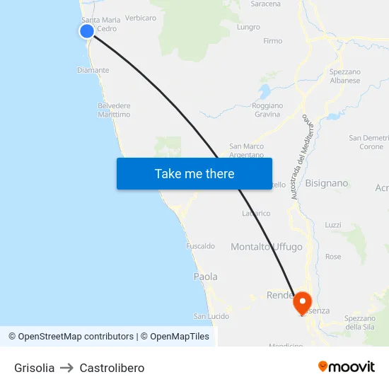 Grisolia to Castrolibero map