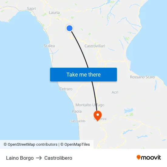 Laino Borgo to Castrolibero map