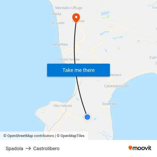 Spadola to Castrolibero map