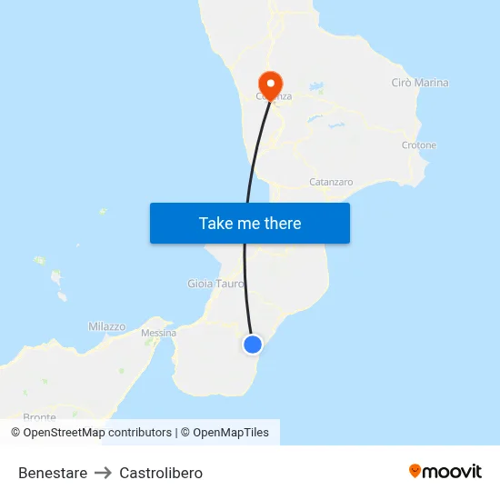 Benestare to Castrolibero map