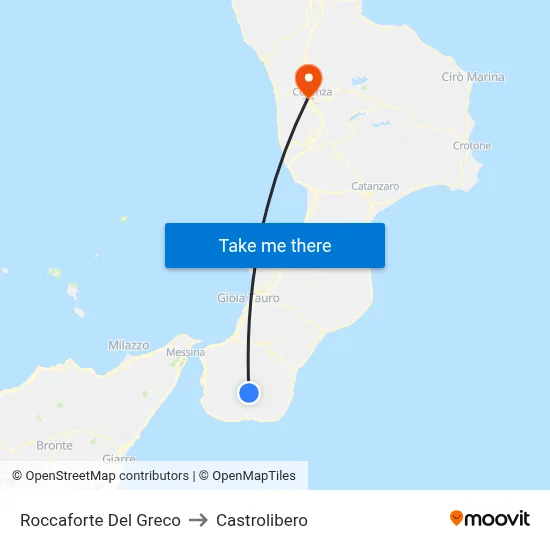 Roccaforte Del Greco to Castrolibero map