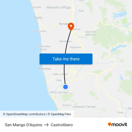 San Mango d'Aquino to Castrolibero map