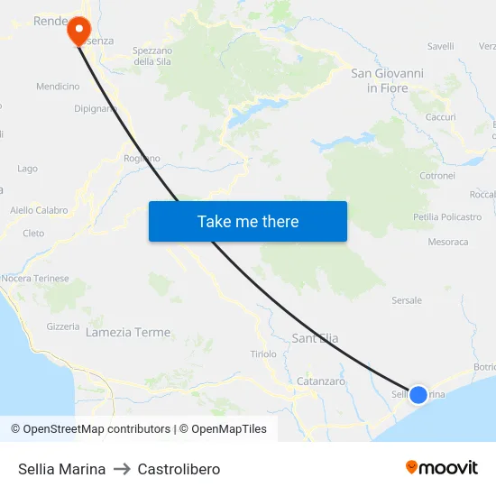 Sellia Marina to Castrolibero map