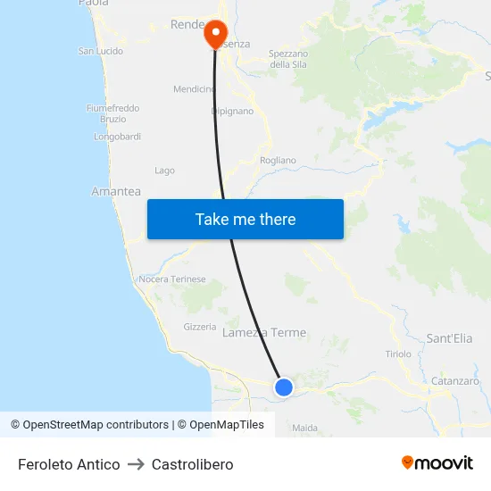 Feroleto Antico to Castrolibero map