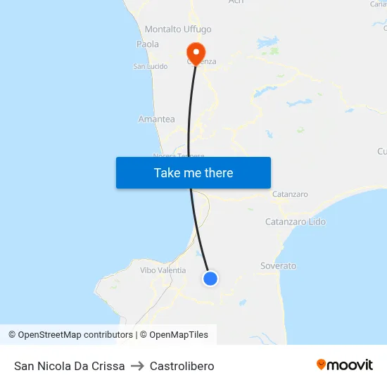 San Nicola da Crissa to Castrolibero map