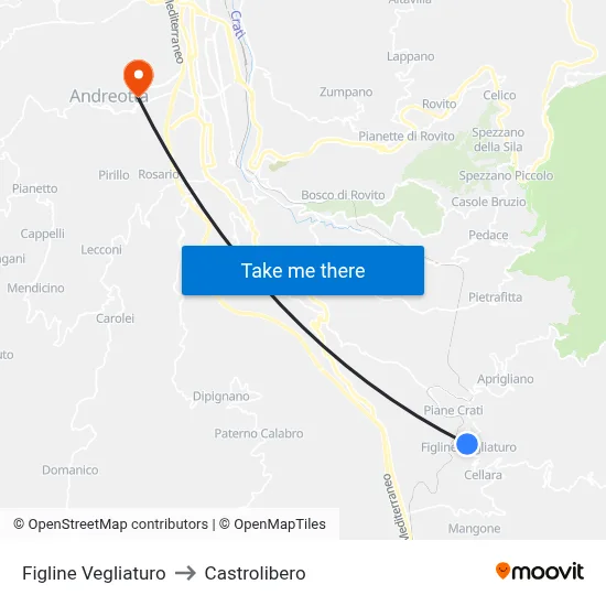 Figline Vegliaturo to Castrolibero map