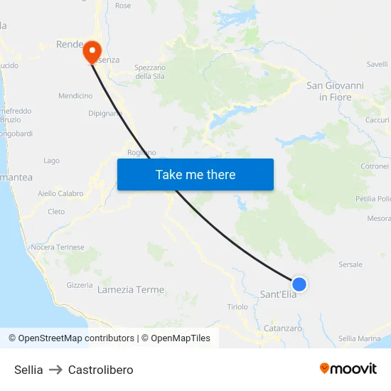 Sellia to Castrolibero map