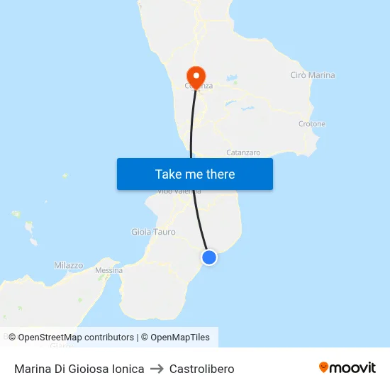 Marina Di Gioiosa Ionica to Castrolibero map