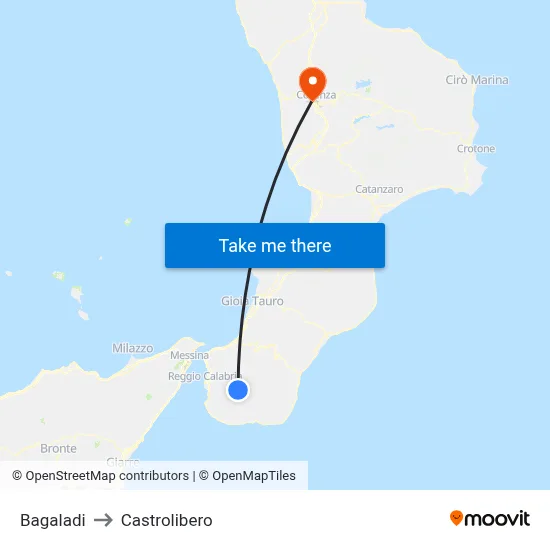 Bagaladi to Castrolibero map
