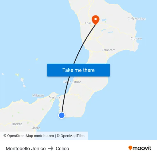 Montebello Jonico to Celico map