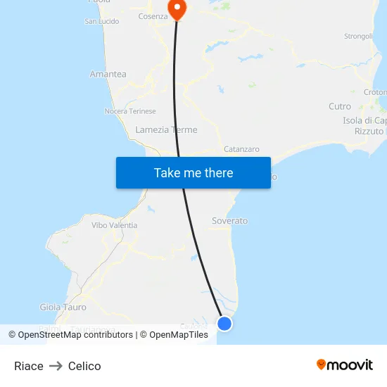 Riace to Celico map