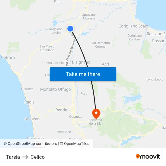 Tarsia to Celico map