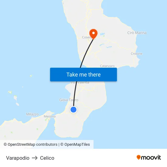 Varapodio to Celico map