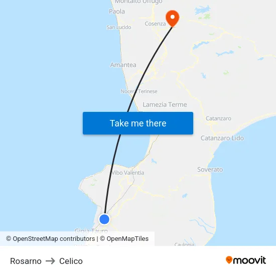 Rosarno to Celico map