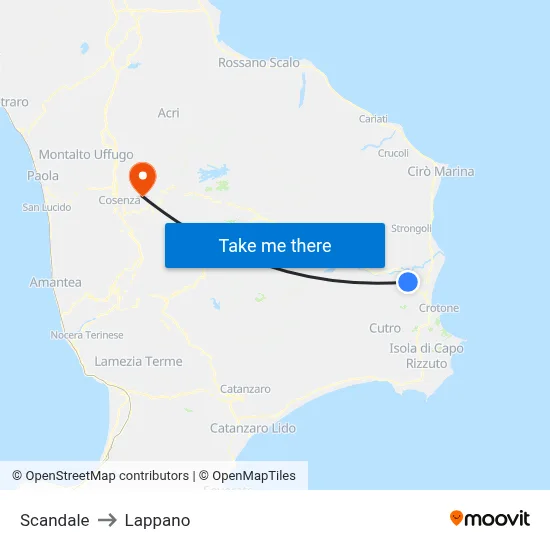 Scandale to Lappano map