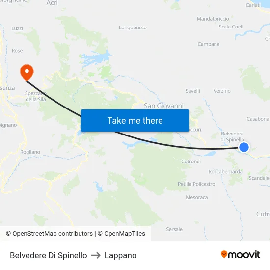 Belvedere di Spinello to Lappano map