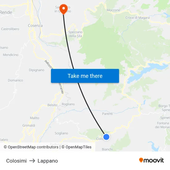Colosimi to Lappano map