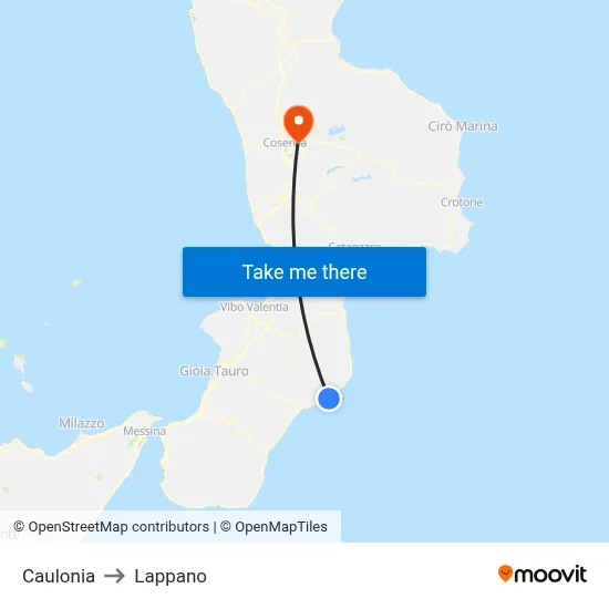 Caulonia to Lappano map