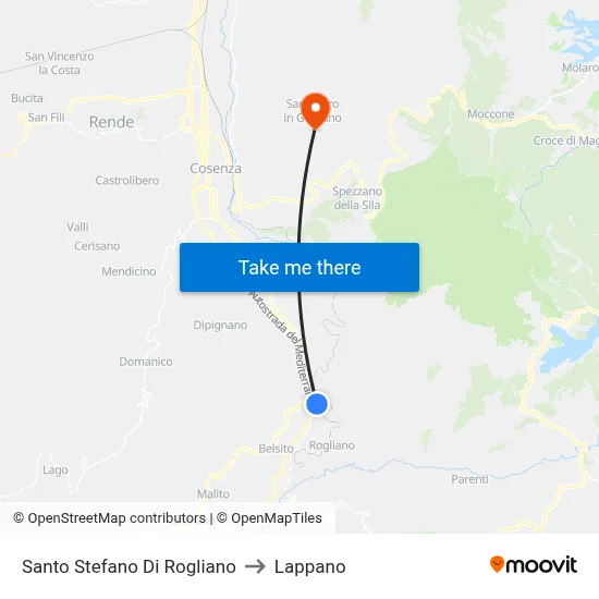 Santo Stefano Di Rogliano to Lappano map