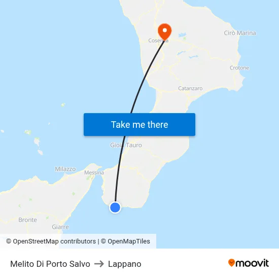 Melito Di Porto Salvo to Lappano map