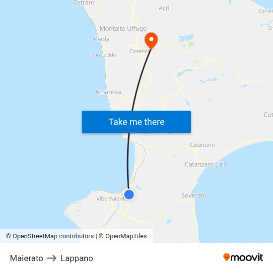 Maierato to Lappano map