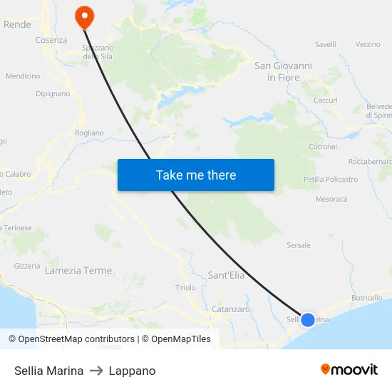 Sellia Marina to Lappano map