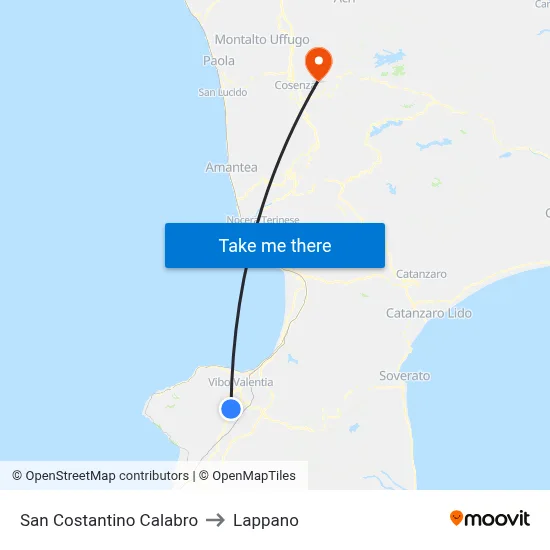 San Costantino Calabro to Lappano map