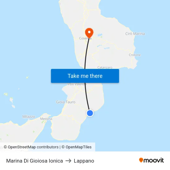 Marina Di Gioiosa Ionica to Lappano map