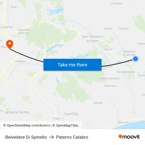 Belvedere di Spinello to Paterno Calabro map