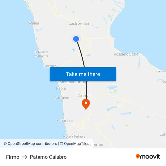 Firmo to Paterno Calabro map