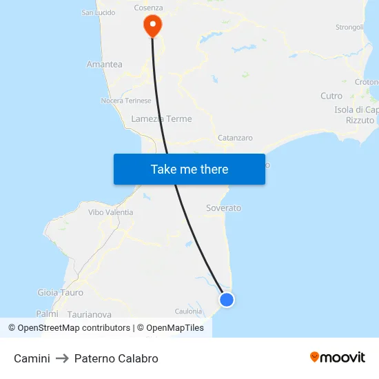 Chimneys to Paterno Calabro map