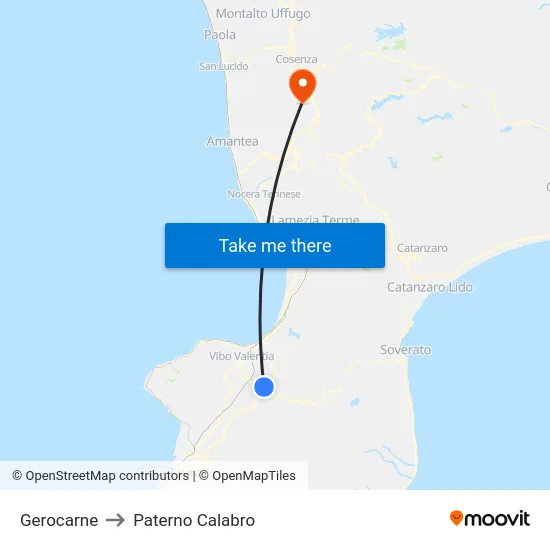 Gerocarne to Paterno Calabro map
