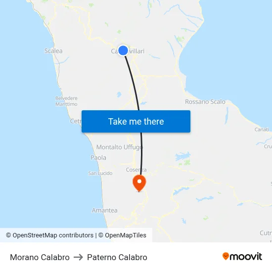Morano Calabro to Paterno Calabro map