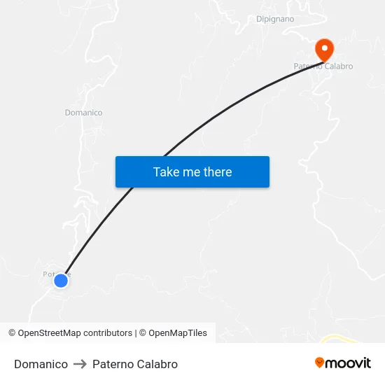 Domanico to Paterno Calabro map
