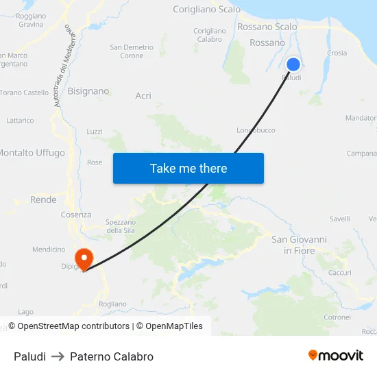 Paludi to Paterno Calabro map