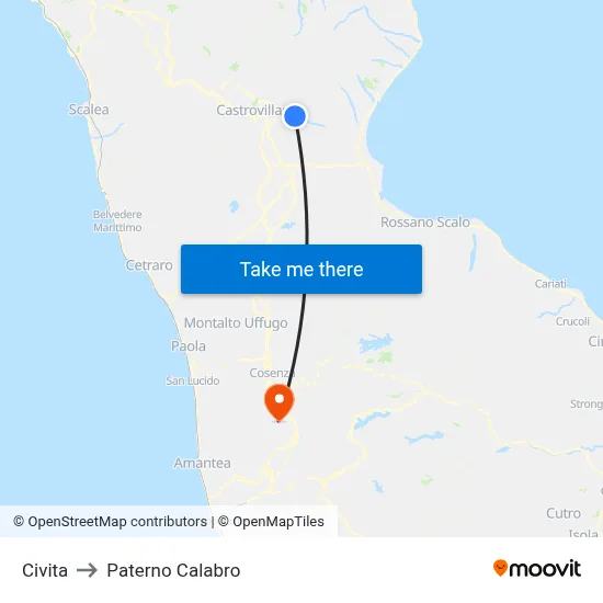 Civita to Paterno Calabro map