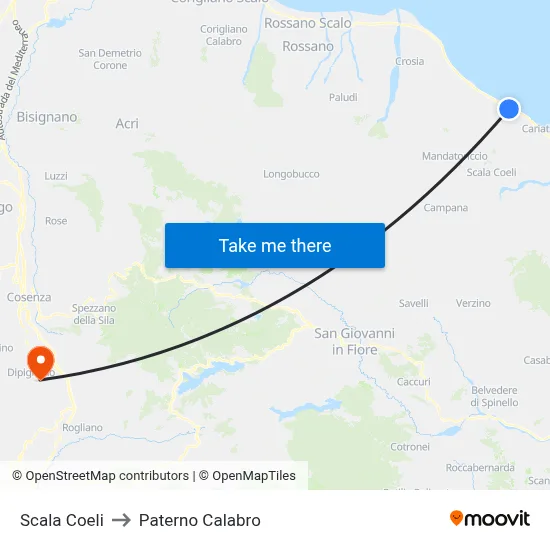 Scala Coeli to Paterno Calabro map