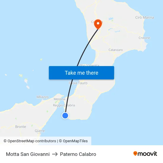 Motta San Giovanni to Paterno Calabro map