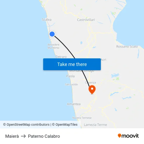 Maierà to Paterno Calabro map