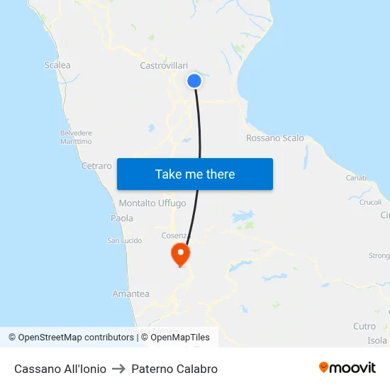 Cassano all'Ionio to Paterno Calabro map