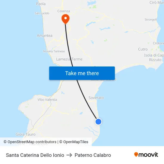 Santa Caterina Dello Ionio to Paterno Calabro map