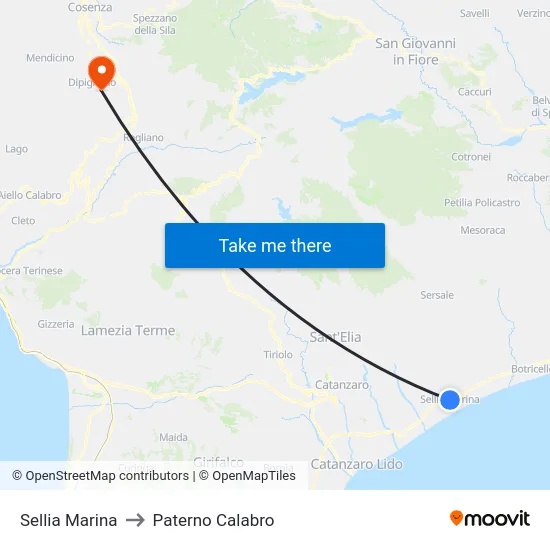 Sellia Marina to Paterno Calabro map