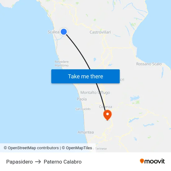 Papasidero to Paterno Calabro map