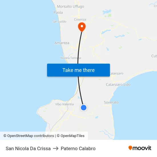 San Nicola da Crissa to Paterno Calabro map