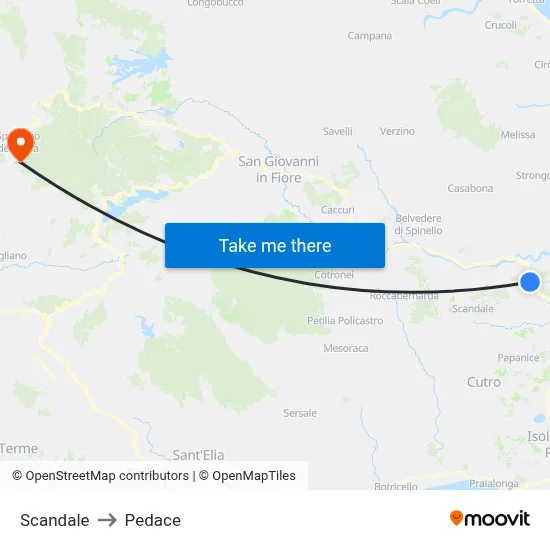 Scandale to Pedace map