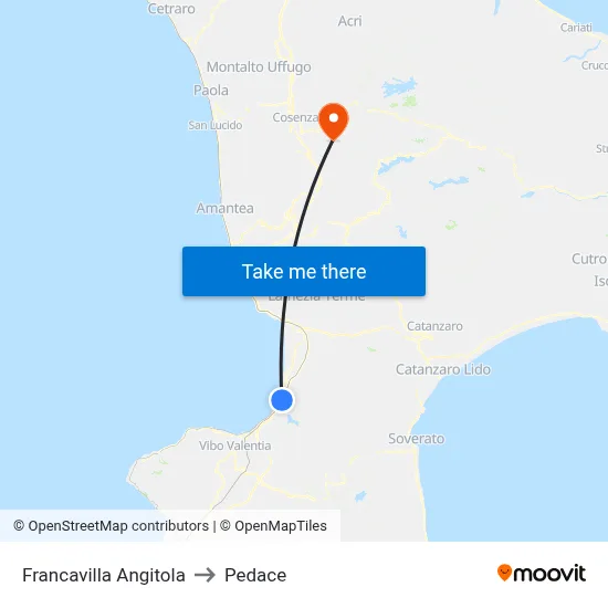 Francavilla Angitola to Pedace map